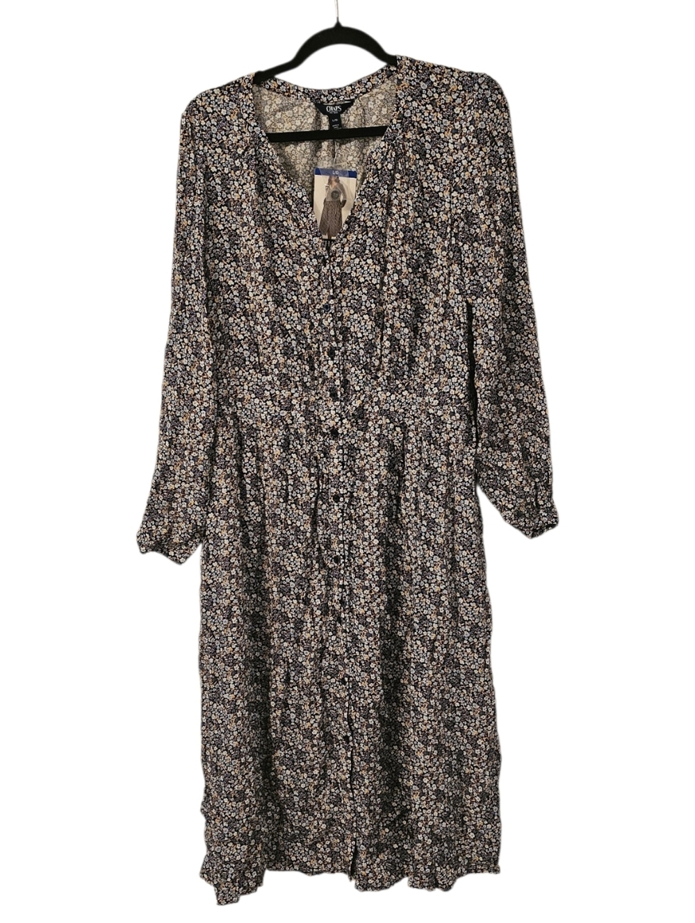 Multi-Coloured Chaps Women's Long Sleeve Floral Button Down Midi Dress